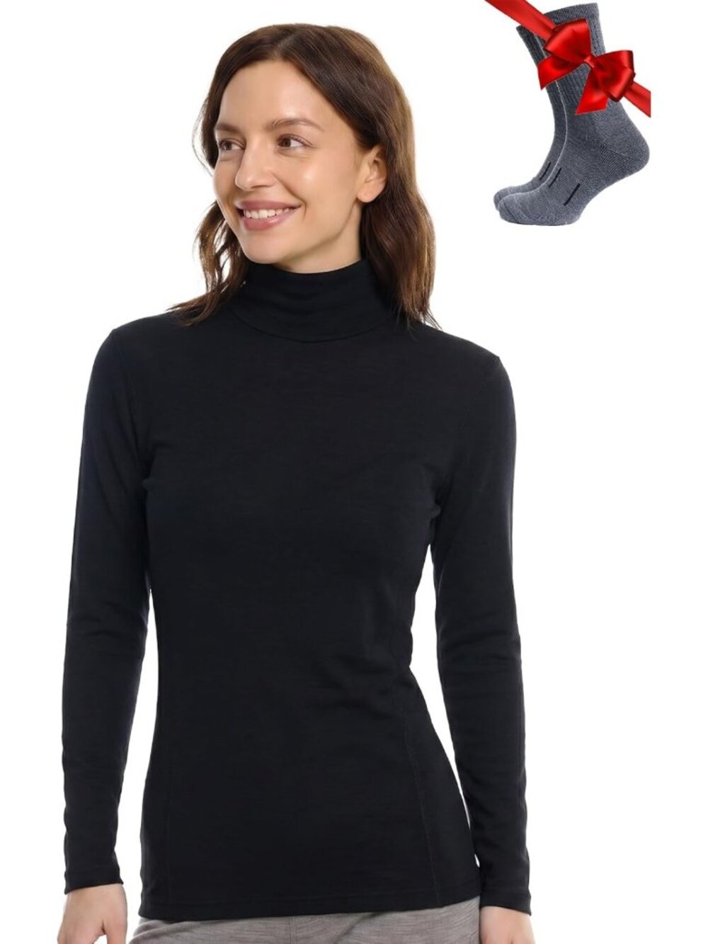 Cozy Merino Wool Turtleneck Sweater for Women - Long Sleeve Thermal Pullover